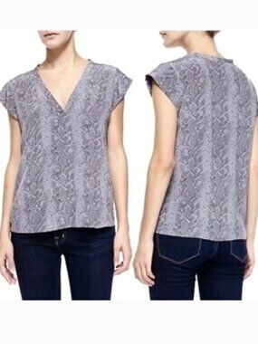 Joie 100% Silk Blue Snakeskin Cap Sleeve Top XS